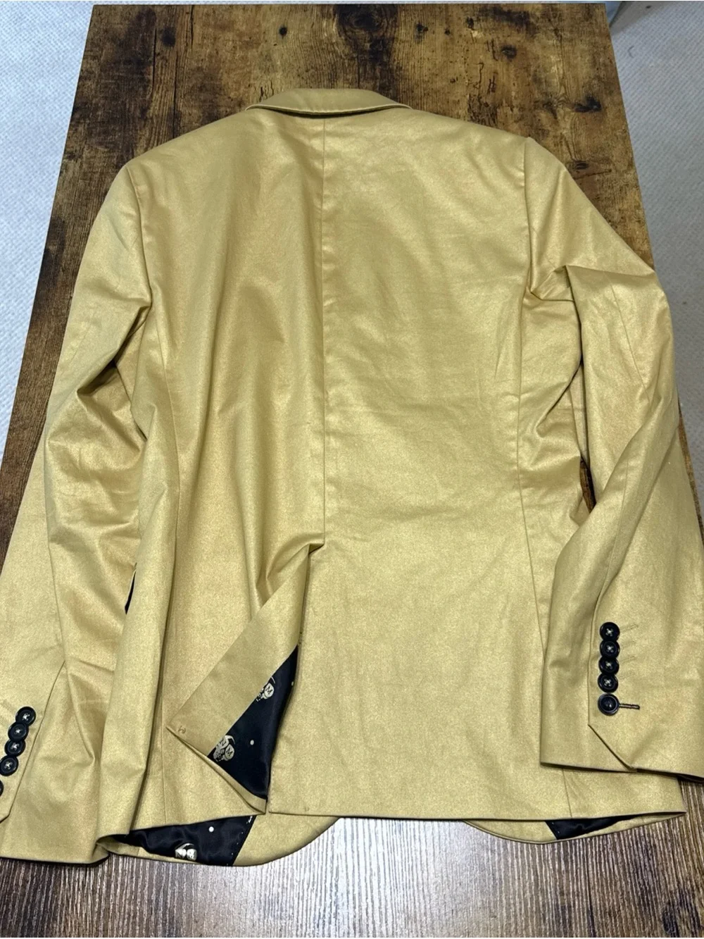 Noose & Monkey Van Gogh Blazer Jacket 38R Gold Beige Slim Fit Boho Indie Retro